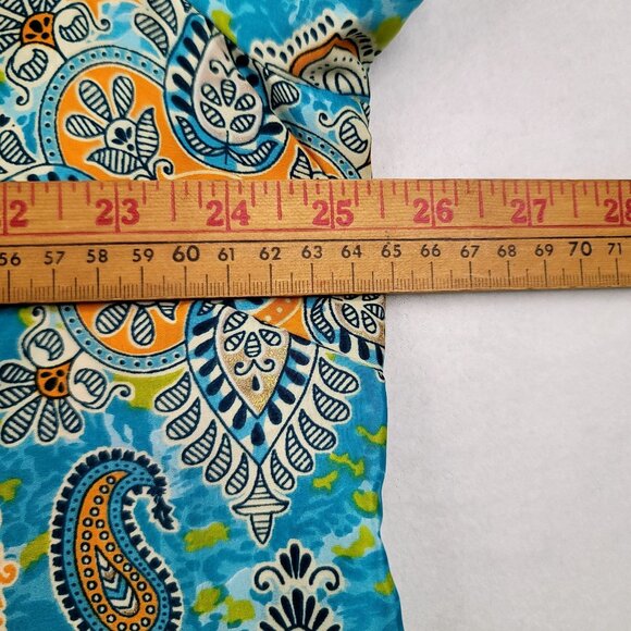 Lapogee Boho Paisley Print Tunic 3X Short Flutter Sleeve Blue/Orange Flowy India - Picture 12 of 13